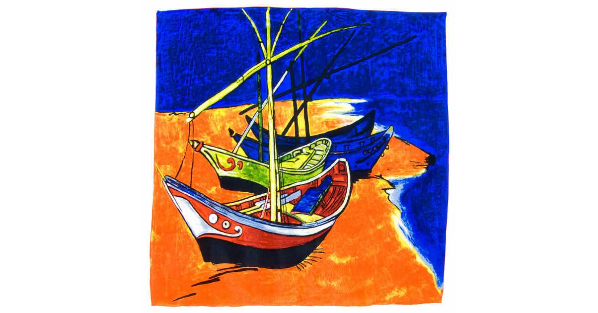 Carré en soie Barques des Saintes-Maries de la mer Van Gogh